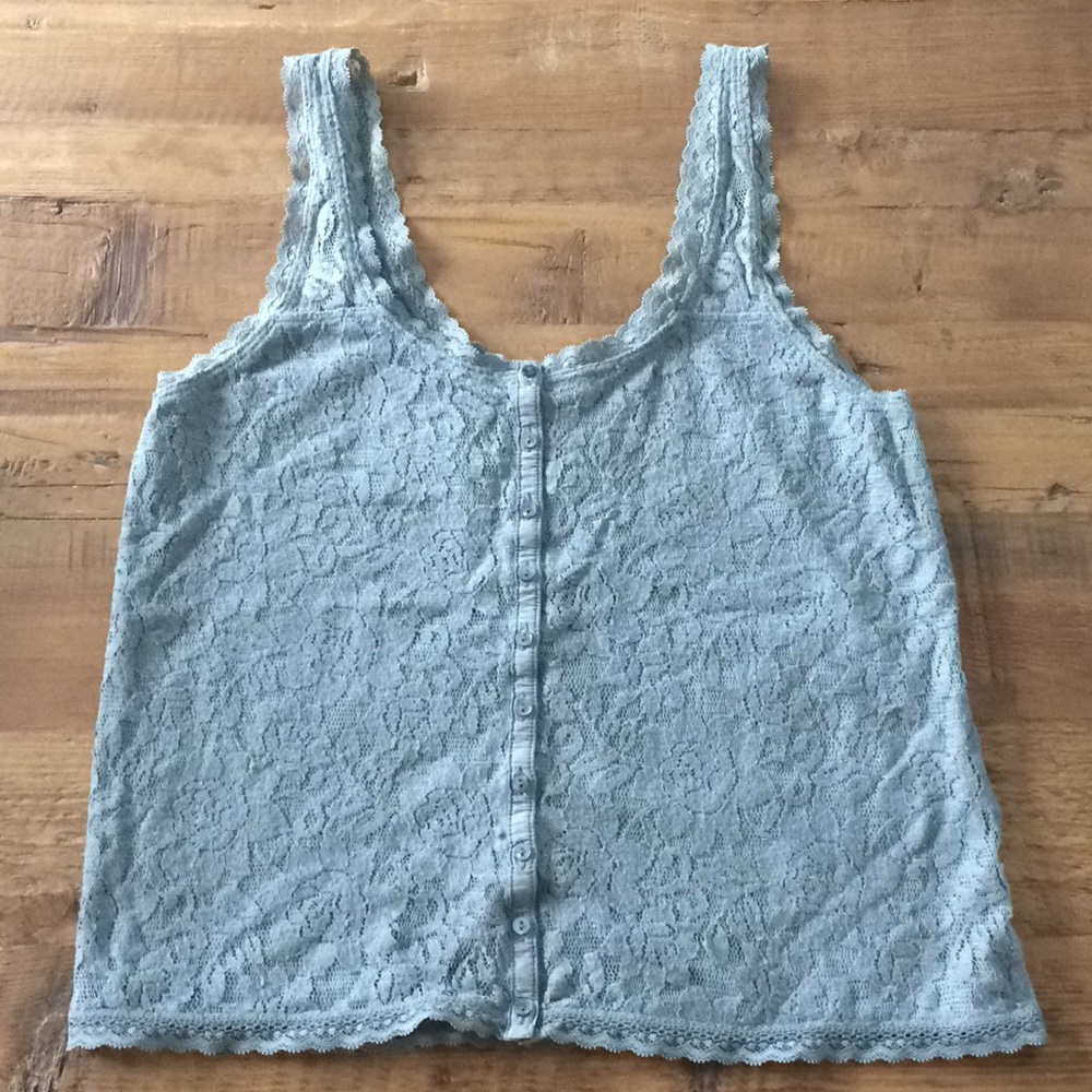 Hollister slate lace tank top size M